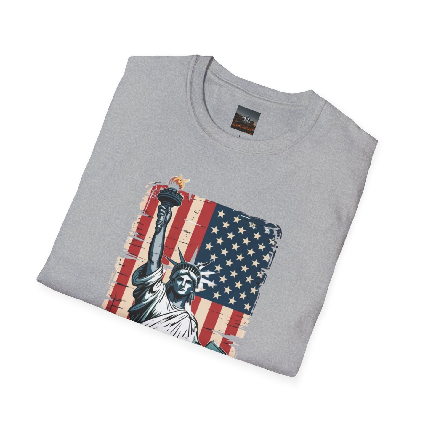 #250 Statue of Liberty American Flag 'America' Patriotic Independence Day T‑Shirt