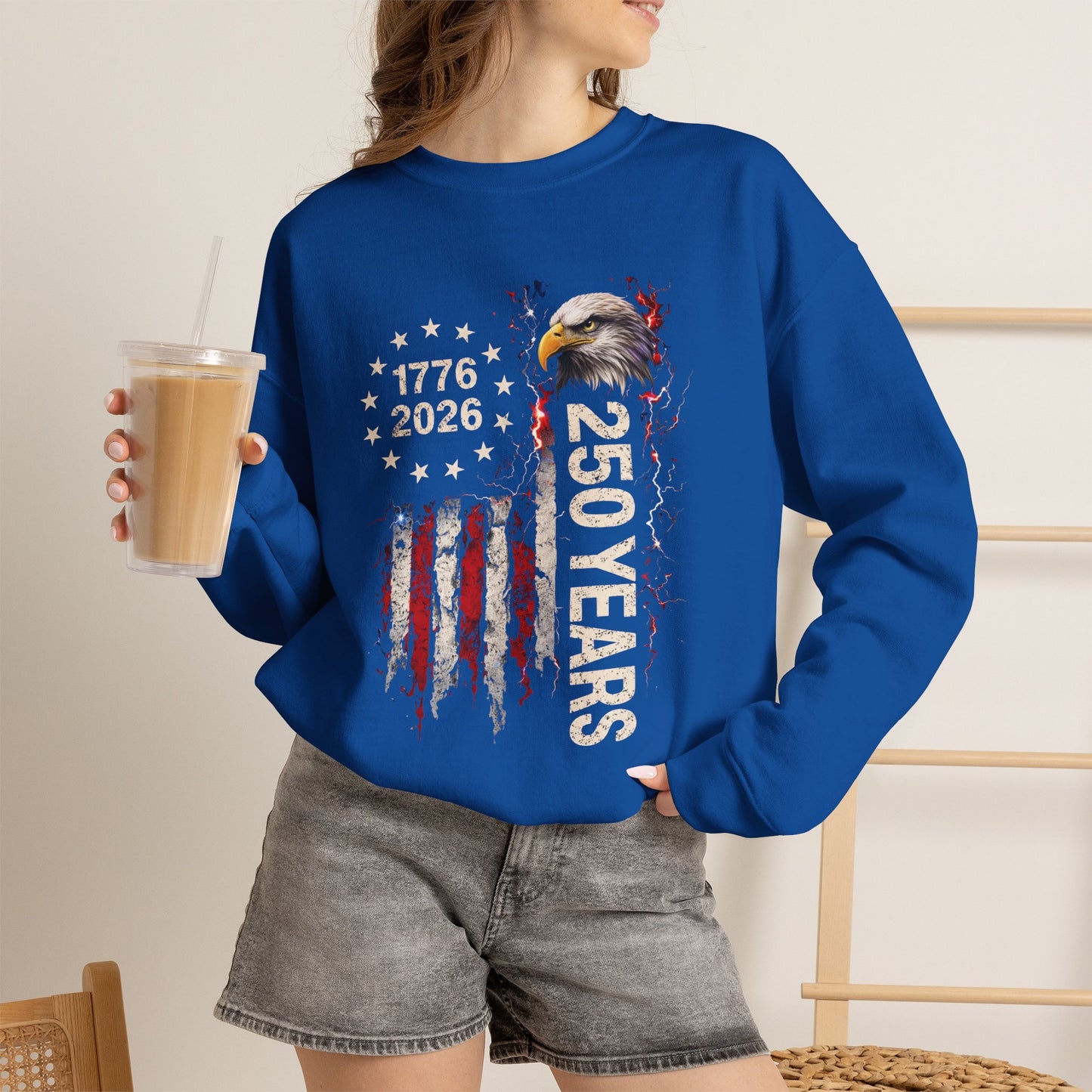 #250 1776-2026 250 Years USA Bicentennial Eagle Crewneck Sweatshirt