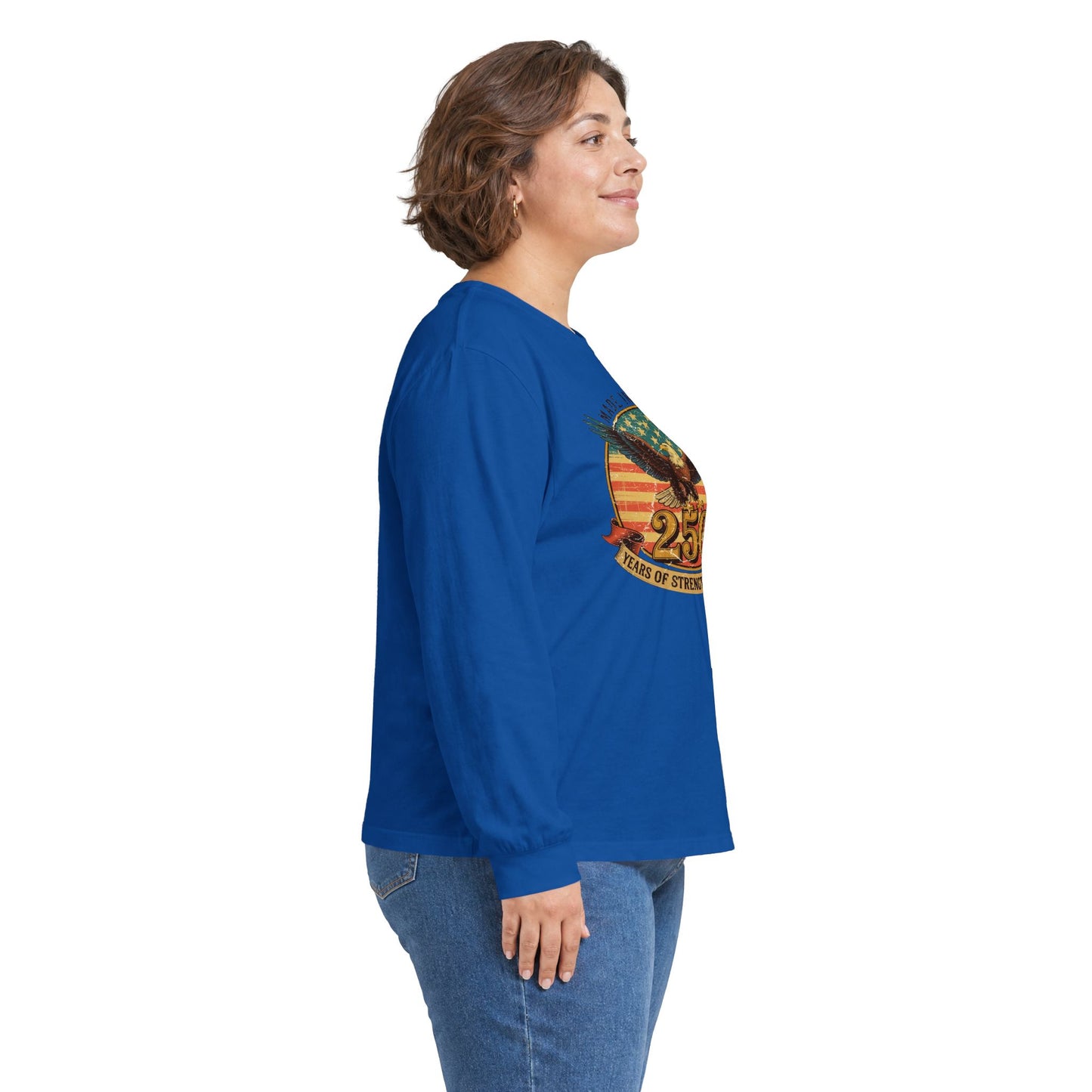 #250 Made in America Eagle 250th Anniversary Patriotic Long Sleeve Tee
