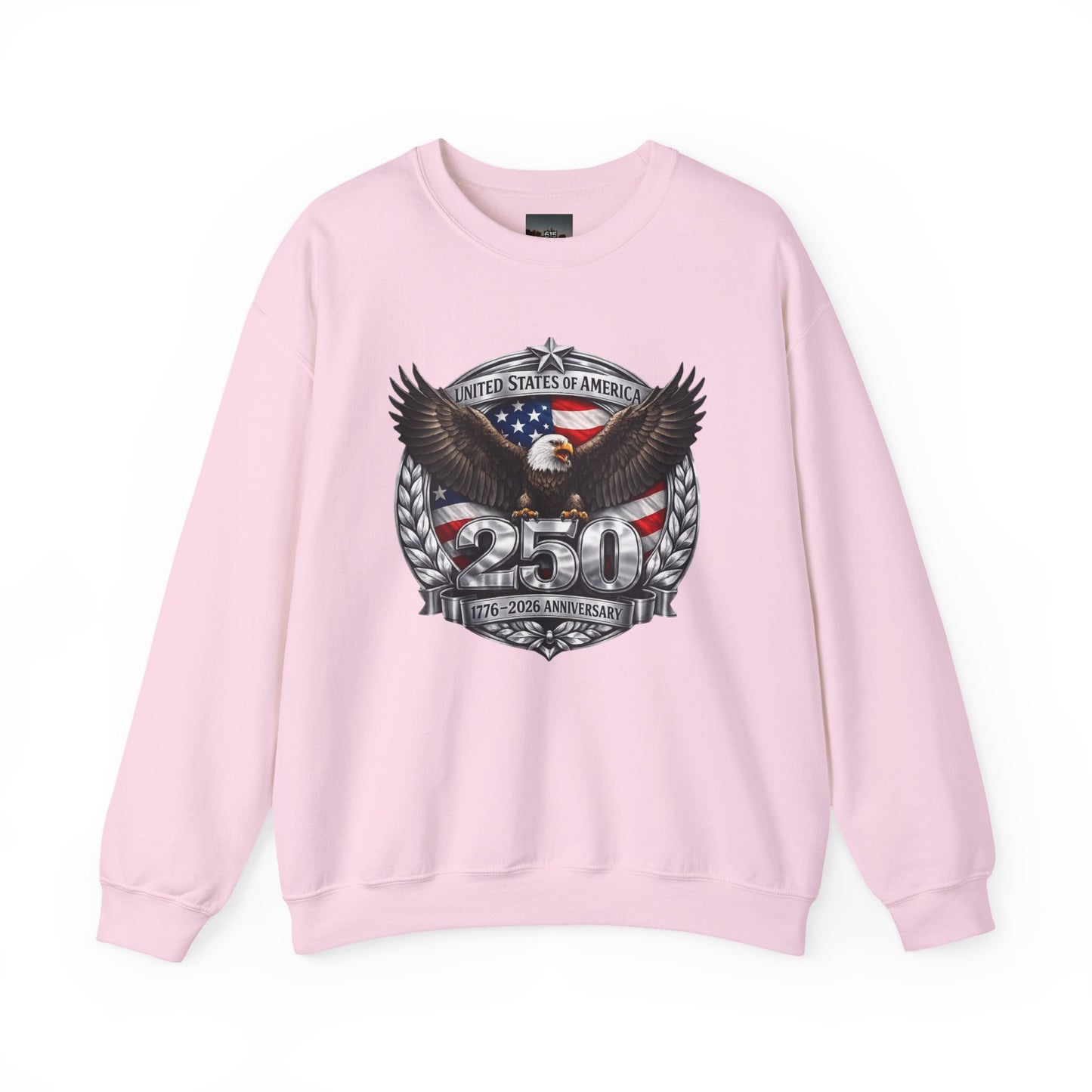 #250 Patriotic Bald Eagle 250 United States Emblem Crewneck Sweatshirt