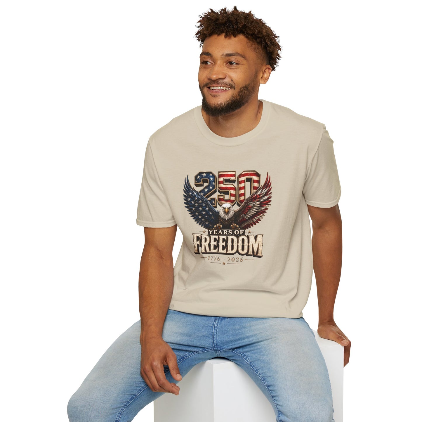 #250 250 Years of Freedom Eagle Patriotic American Flag Anniversary (1776–2026) T-Shirt