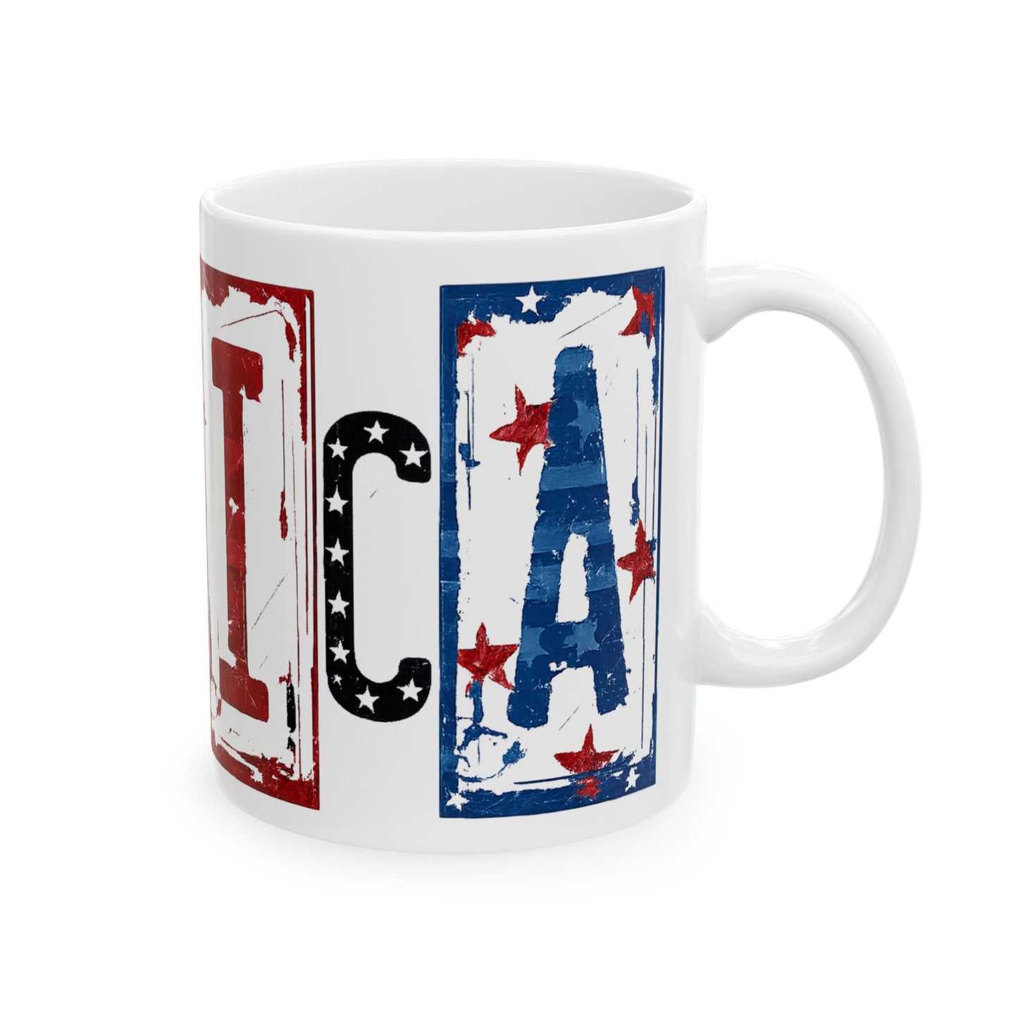 #250 America Retro Block Text Liberty Patriotic Ceramic Mug 15oz