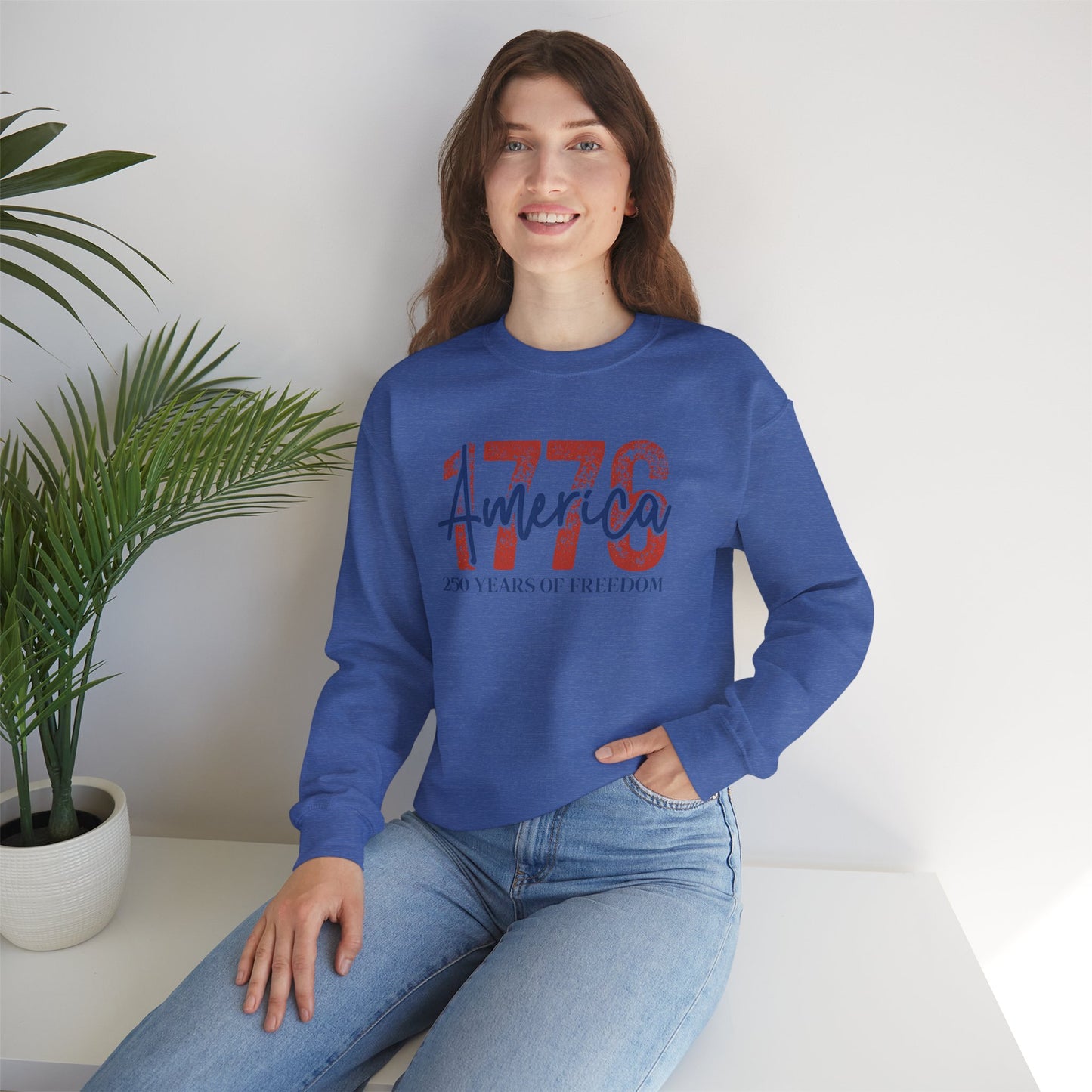 #250 1776 America: 250 Years of Freedom' Patriotic Independence Day Crewneck Sweatshirt