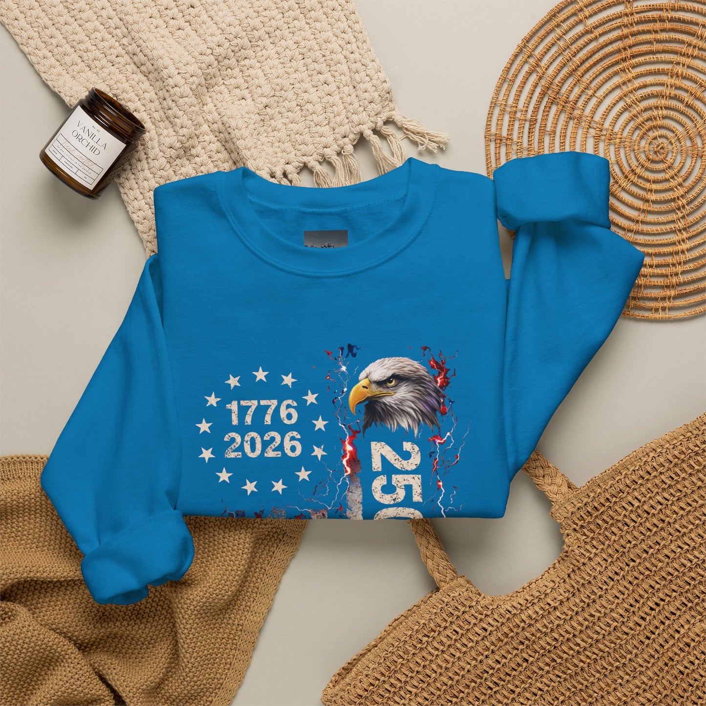 #250 1776-2026 250 Years USA Bicentennial Eagle Crewneck Sweatshirt
