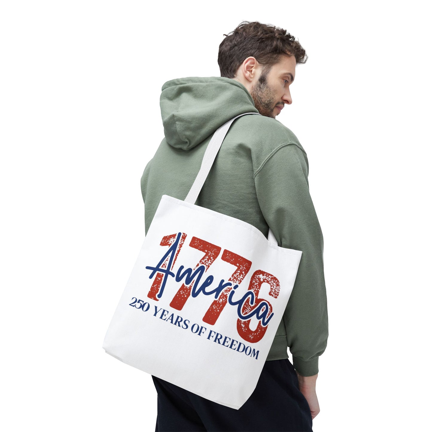 #250 1776 America: 250 Years of Freedom' Patriotic Independence Day Tote Bag