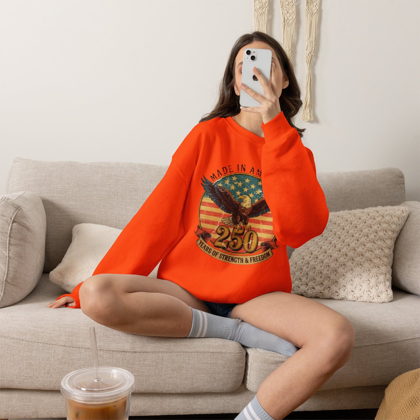 #250 Made in America Eagle 250th Anniversary Patriotic Crewneck Sweatshirt