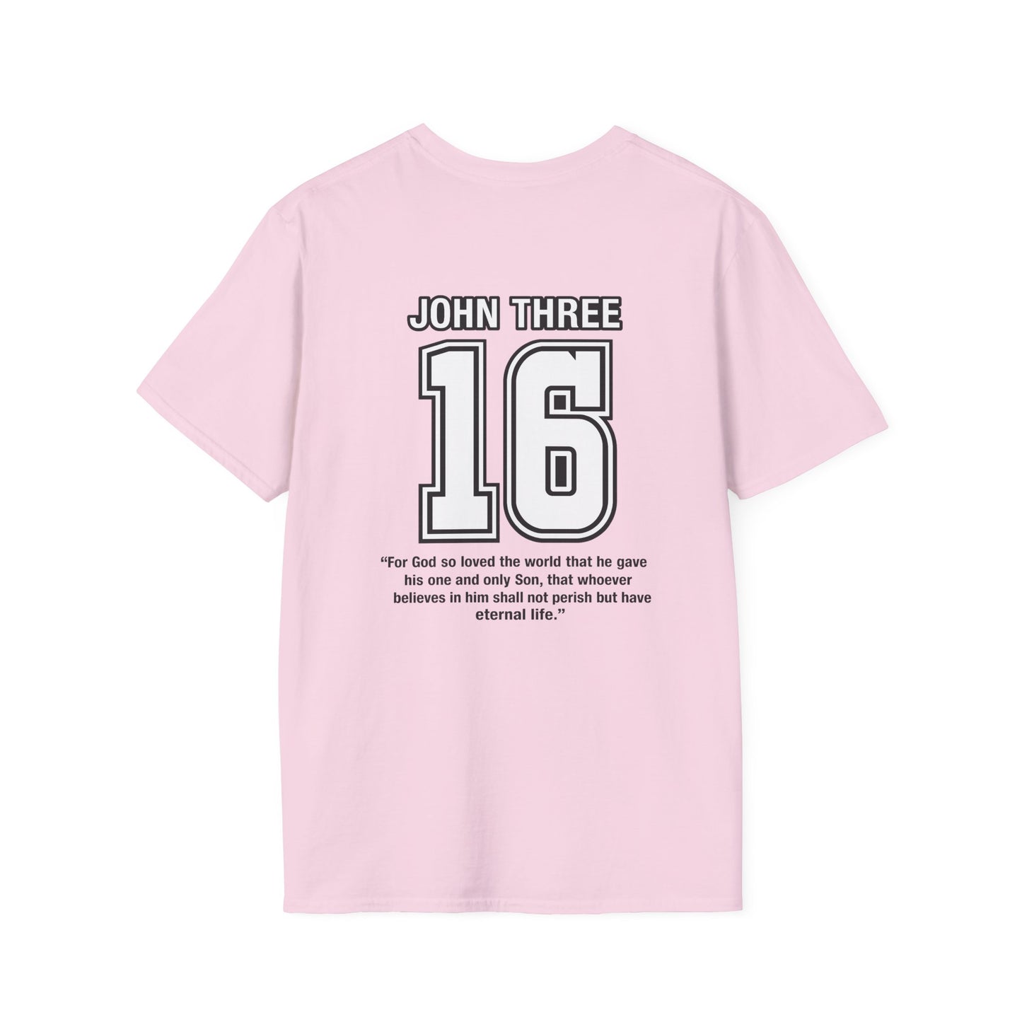 John Three 16 Chest and Back Jersey Print with Scripture Tee