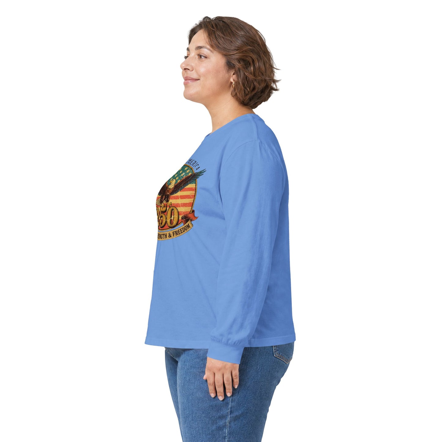 #250 Made in America Eagle 250th Anniversary Patriotic Long Sleeve Tee