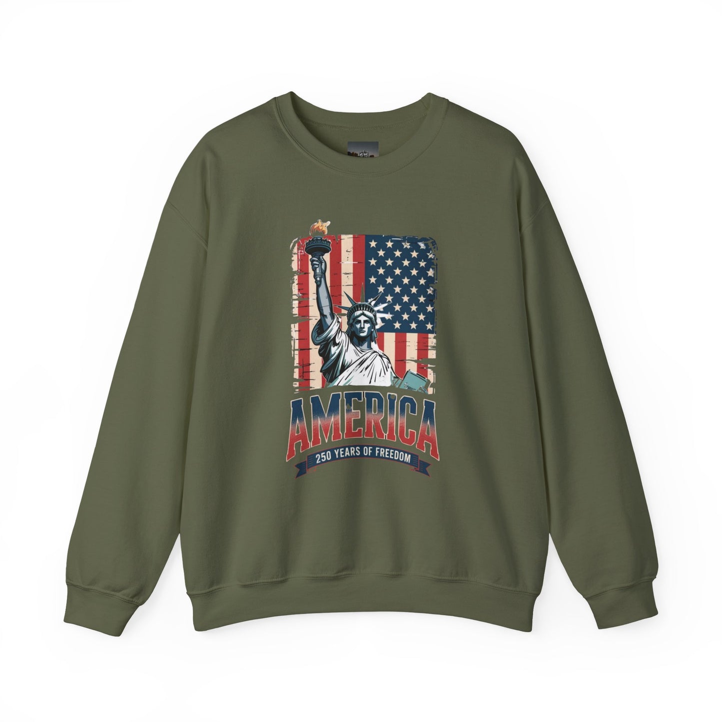 #250 Statue of Liberty American Flag 'America' Patriotic Independence Day Crewneck Sweatshirt