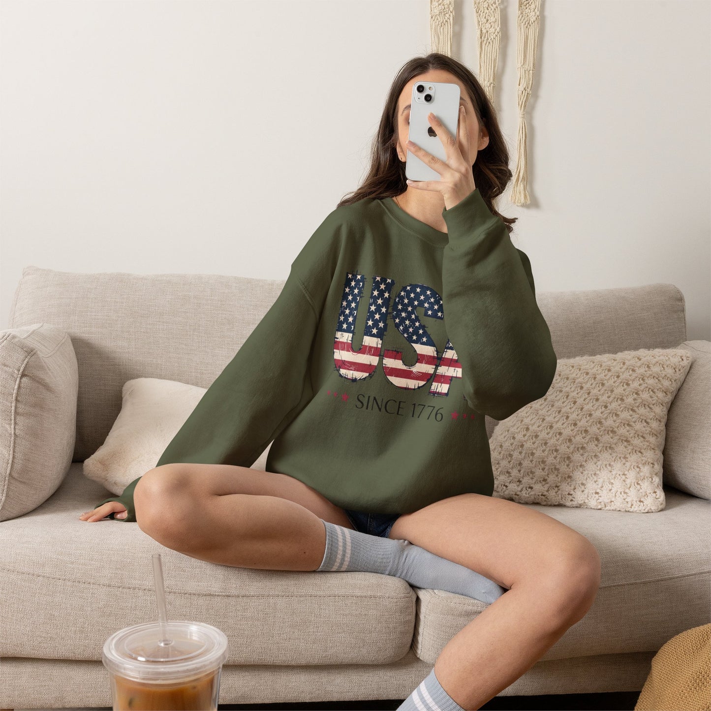 #250 USA Flag "USA Since 1776" Patriotic Crewneck Sweatshirt
