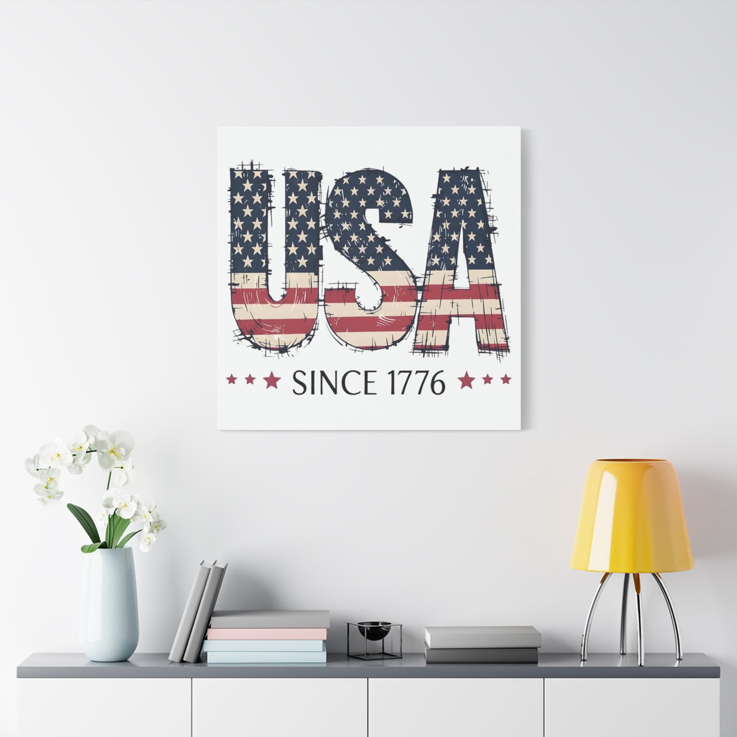 #250 USA Flag "USA Since 1776" Patriotic Matte Canvas Wall Art