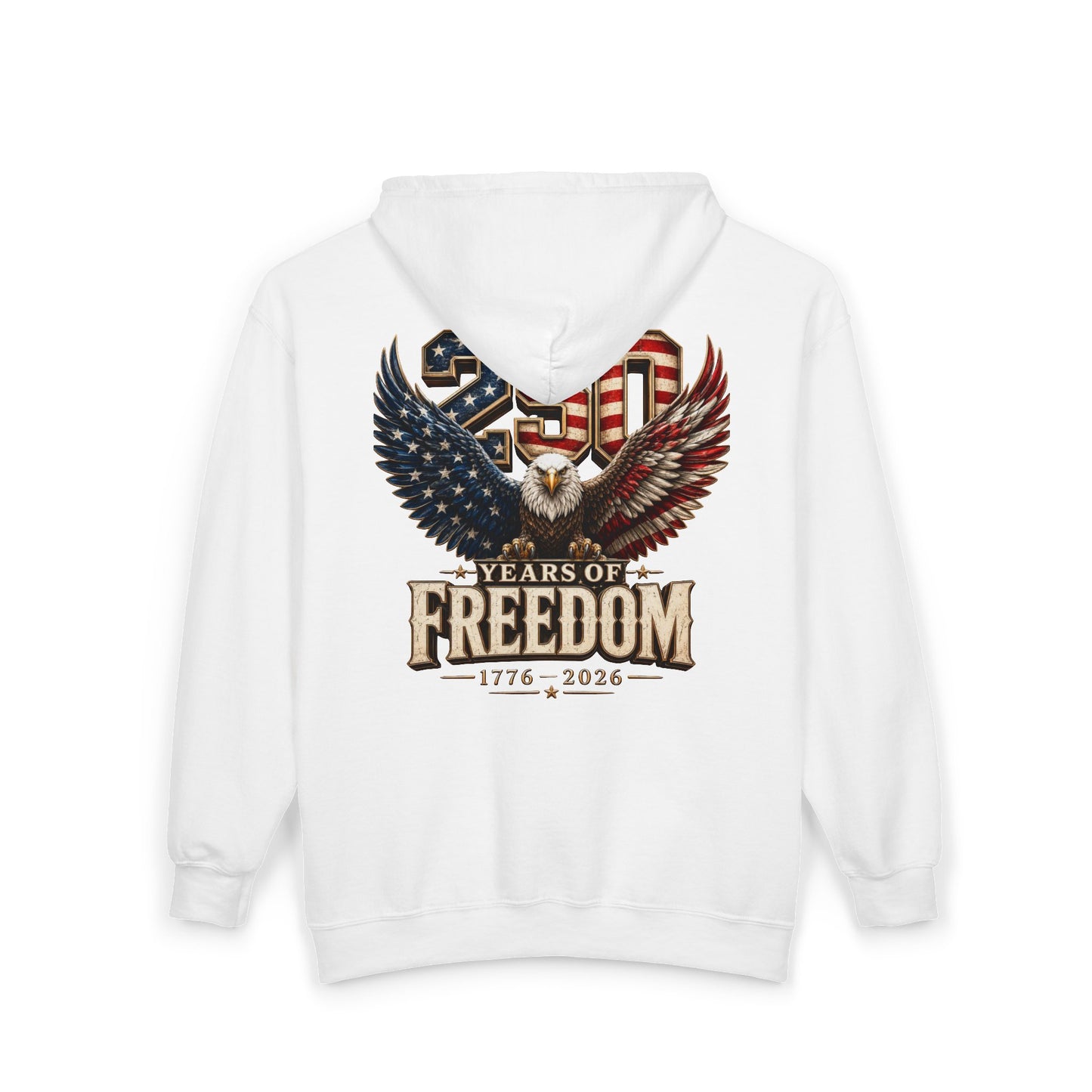 #250 250 Years of Freedom Eagle Patriotic American Flag Anniversary (1776–2026) Zip Hoodie