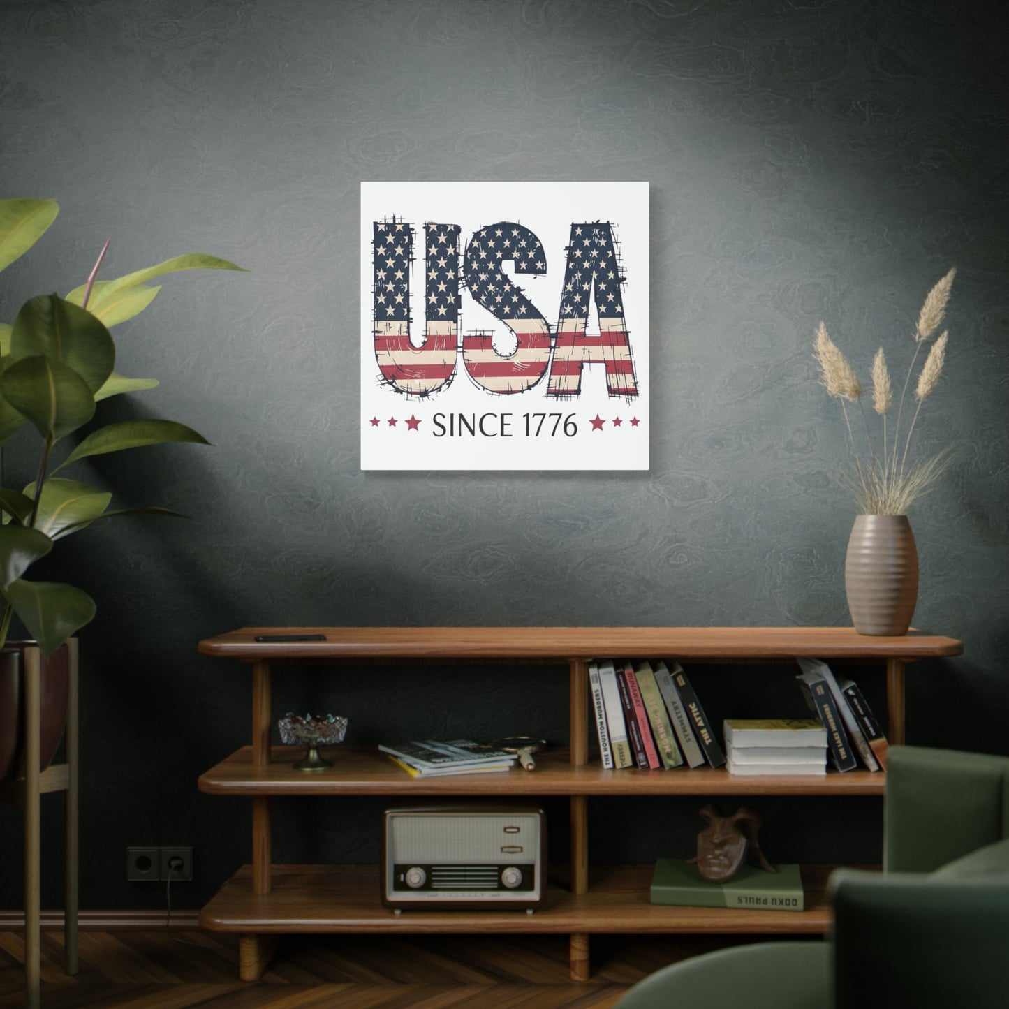 #250 USA Flag "USA Since 1776" Patriotic Matte Canvas Wall Art