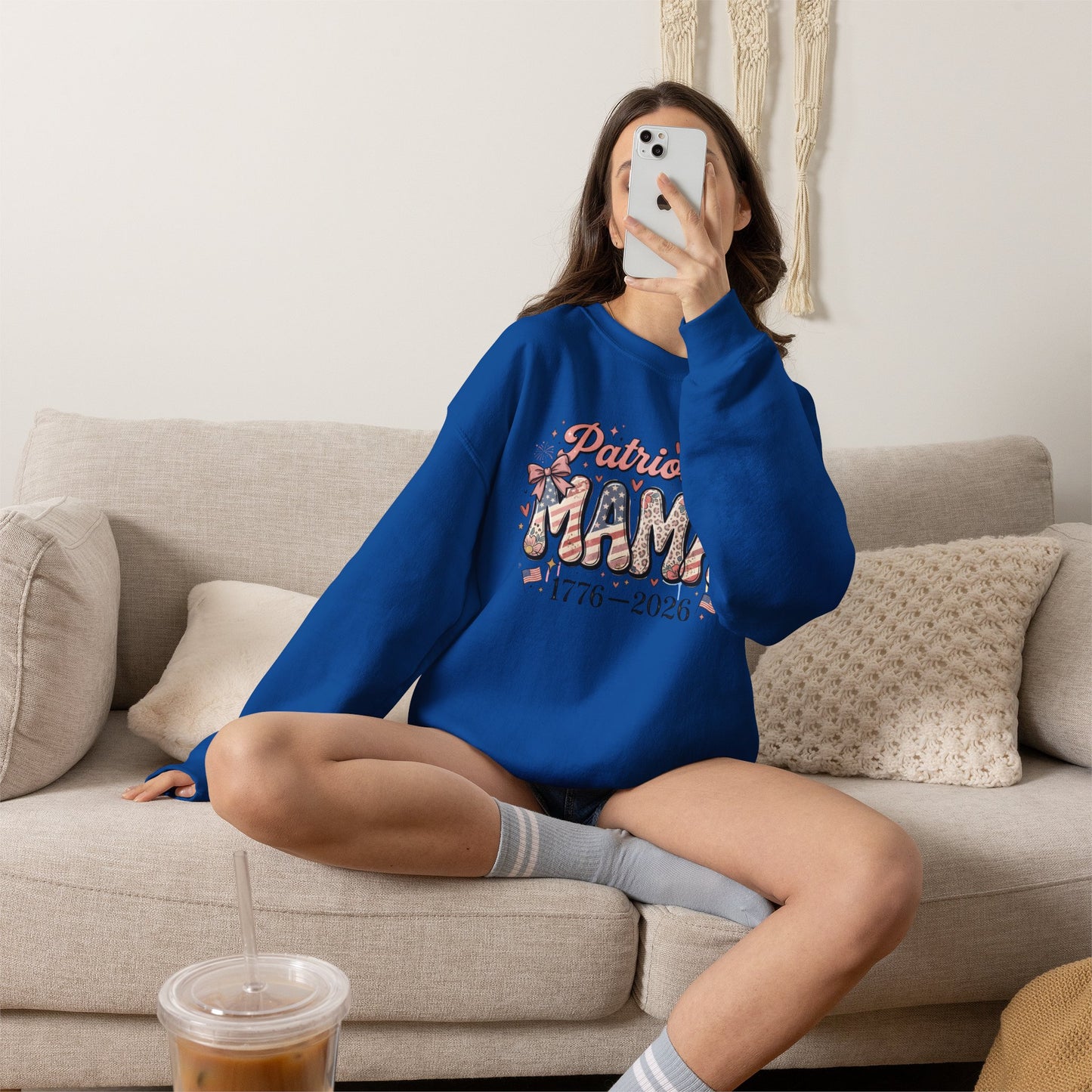 #250 Patriotic Mama 1776–2026 American Flag Sweatshirt