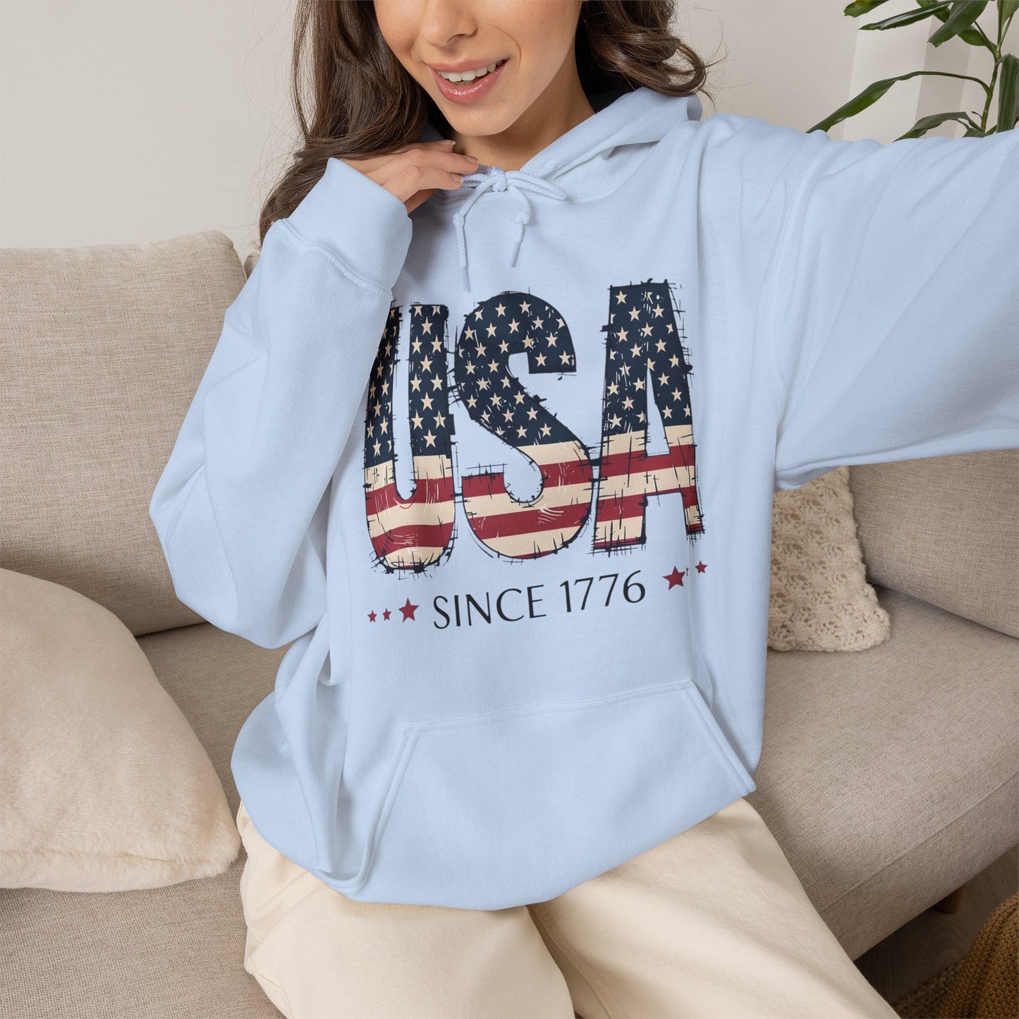 #250 USA Flag "USA Since 1776" Patriotic Hoodie
