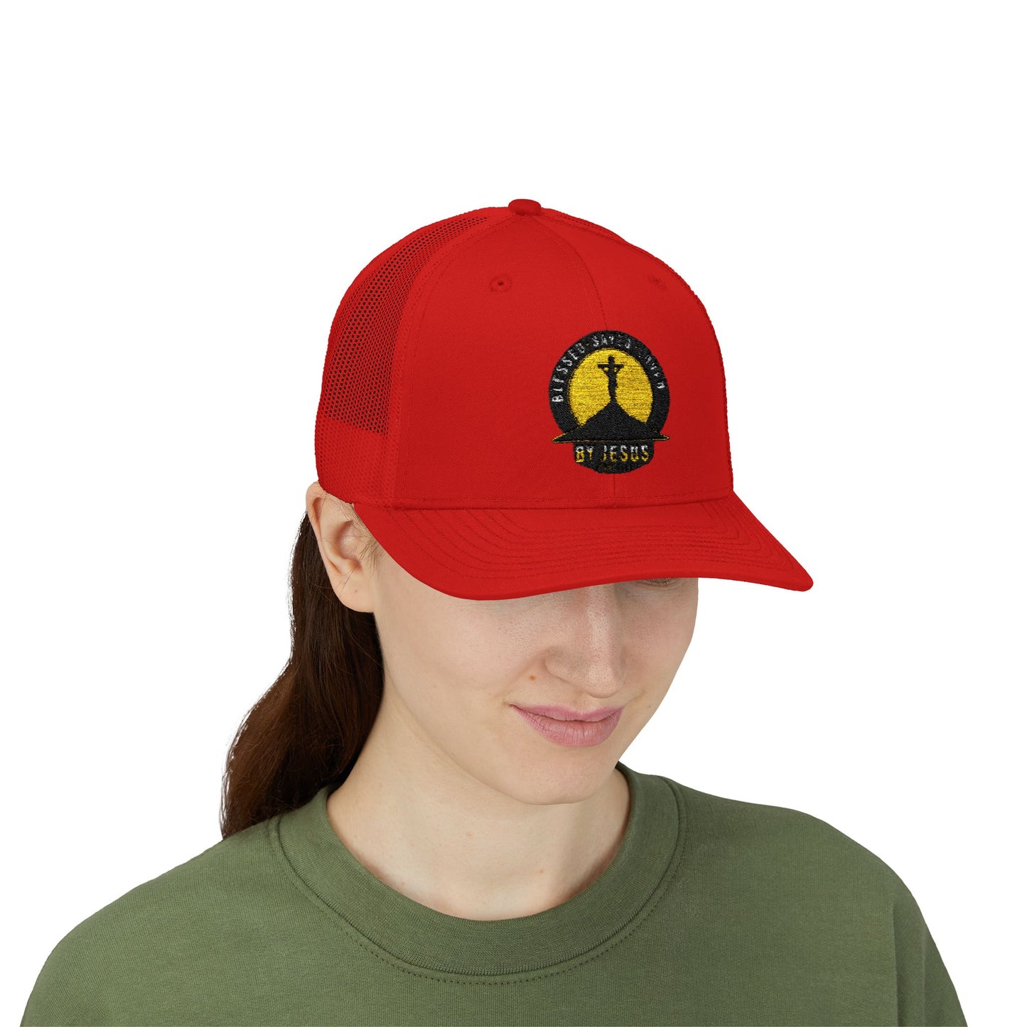 Blessed • Saved • Loved by Jesus Christian Trucker Cap - Embroidered Snapback