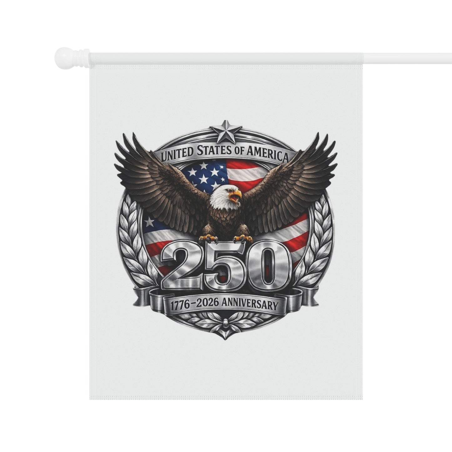 #250 Patriotic Bald Eagle 250 United States Emblem Garden Flag — House Banner