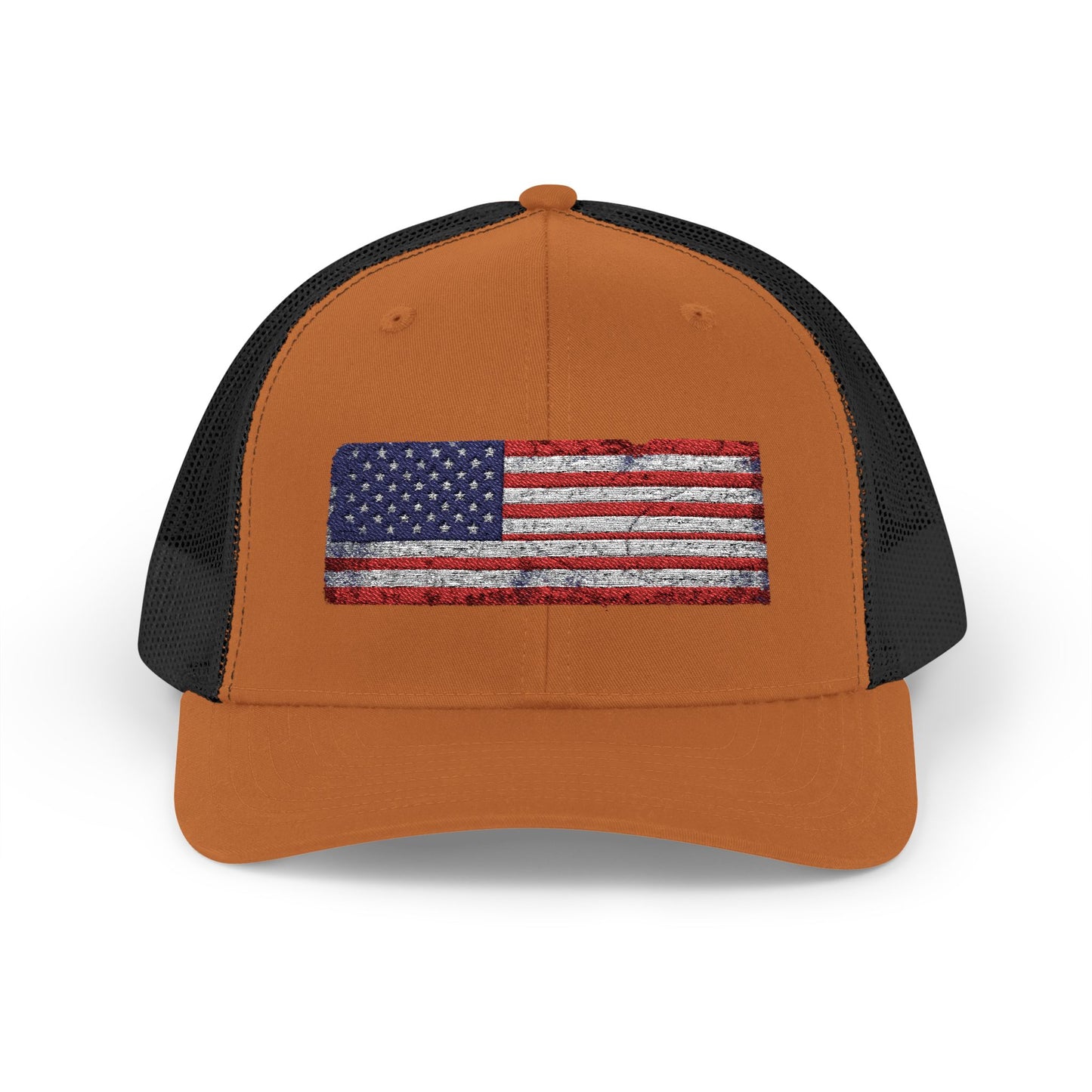 #250 Distressed American Flag Snapback Trucker Cap