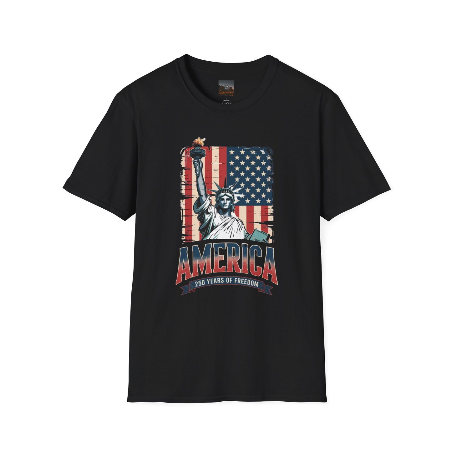 #250 Statue of Liberty American Flag 'America' Patriotic Independence Day T‑Shirt