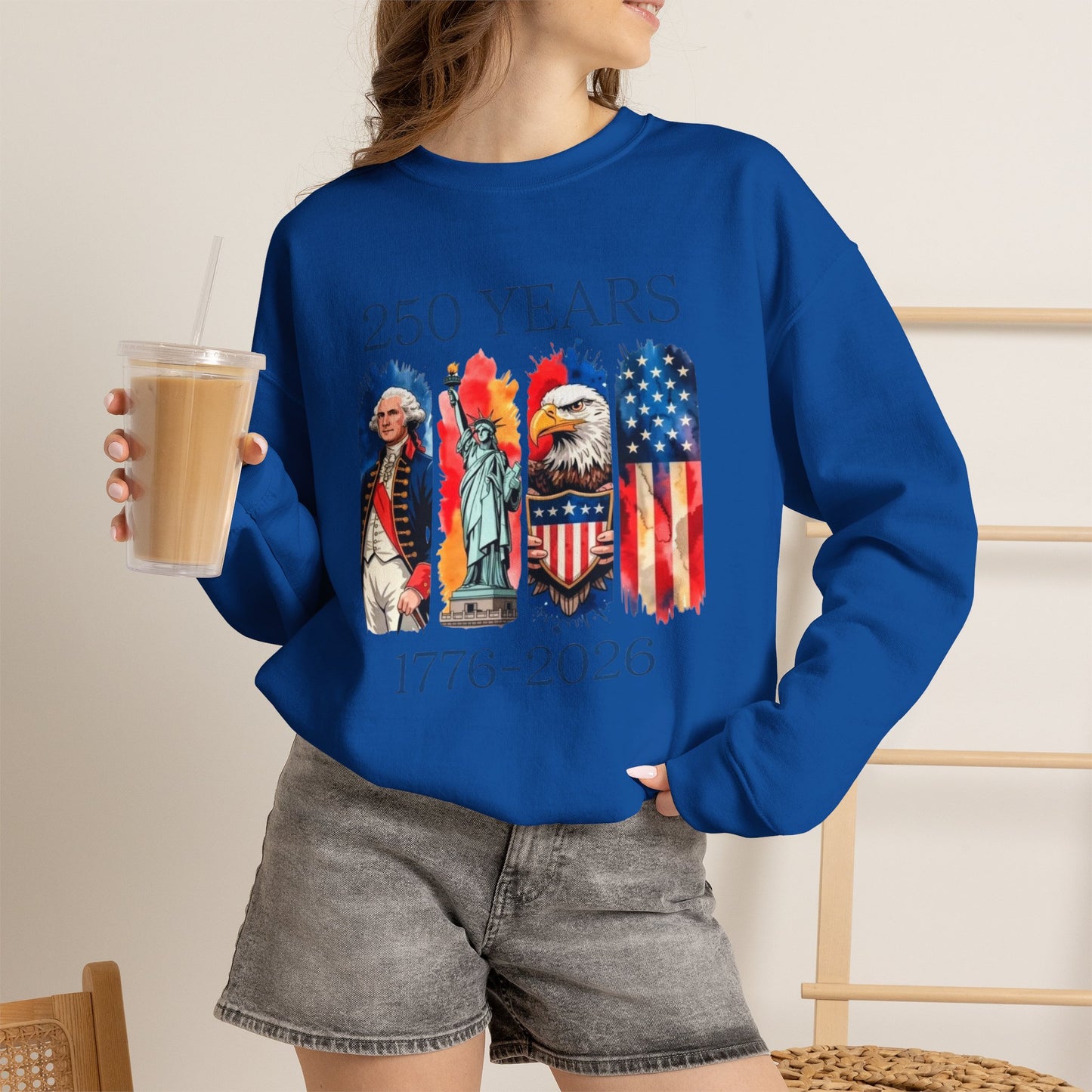 #250 250 Years American History Celebration 1776–2026 Patriotic Crewneck Sweatshirt
