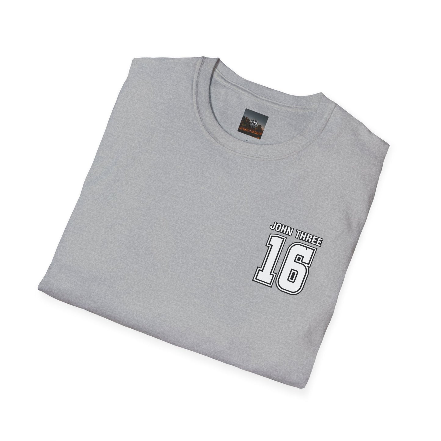 John Three 16 Chest and Back Jersey Print with Scripture Tee