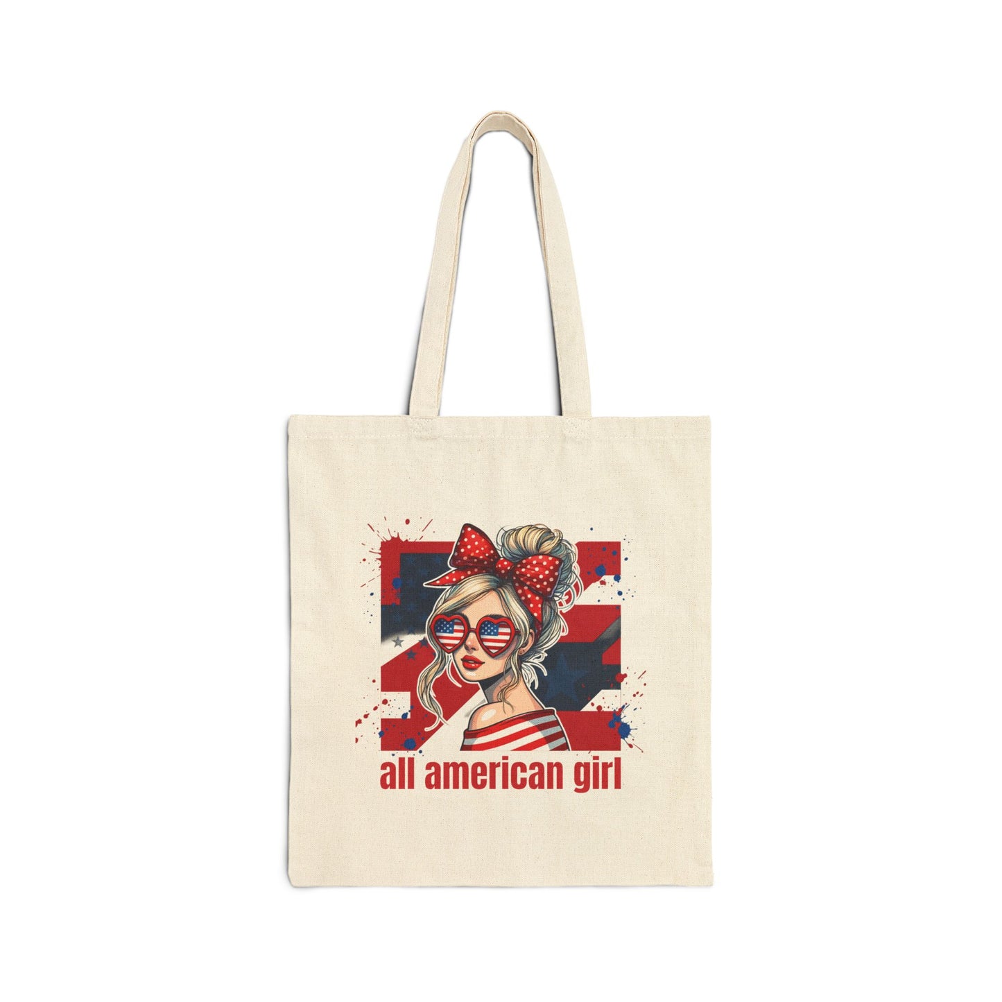 #250 All American Girl Patriotic Canvas Tote Bag