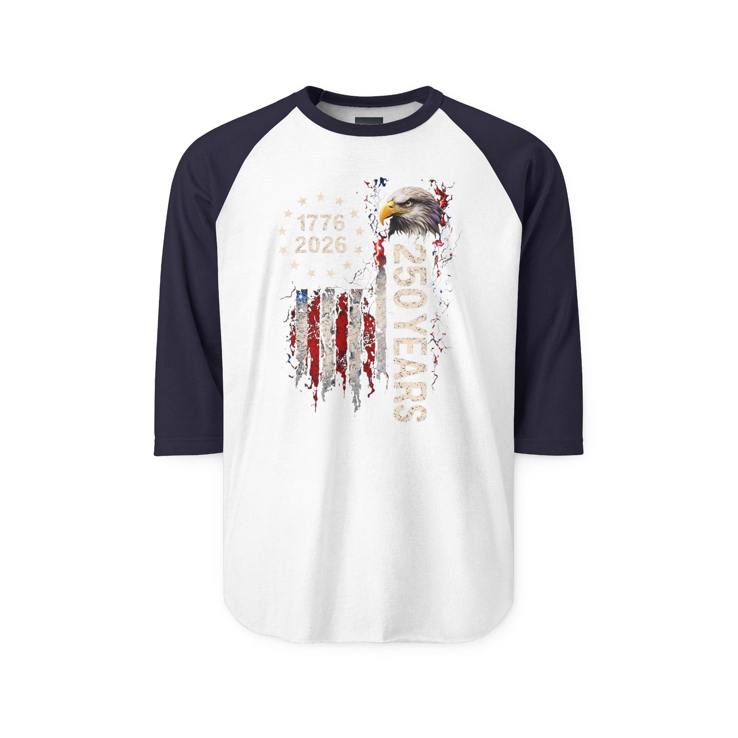 #250 1776-2026 250 Years USA Bicentennial Eagle Raglan Shirt Baseball Tee