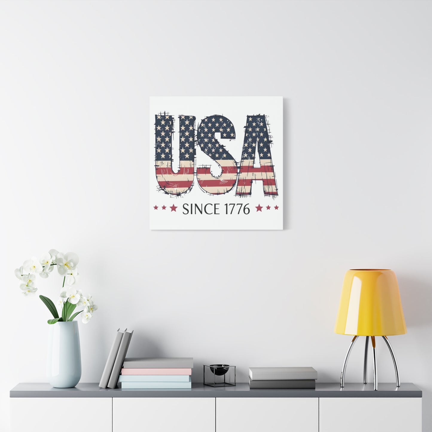 #250 USA Flag "USA Since 1776" Patriotic Matte Canvas Wall Art