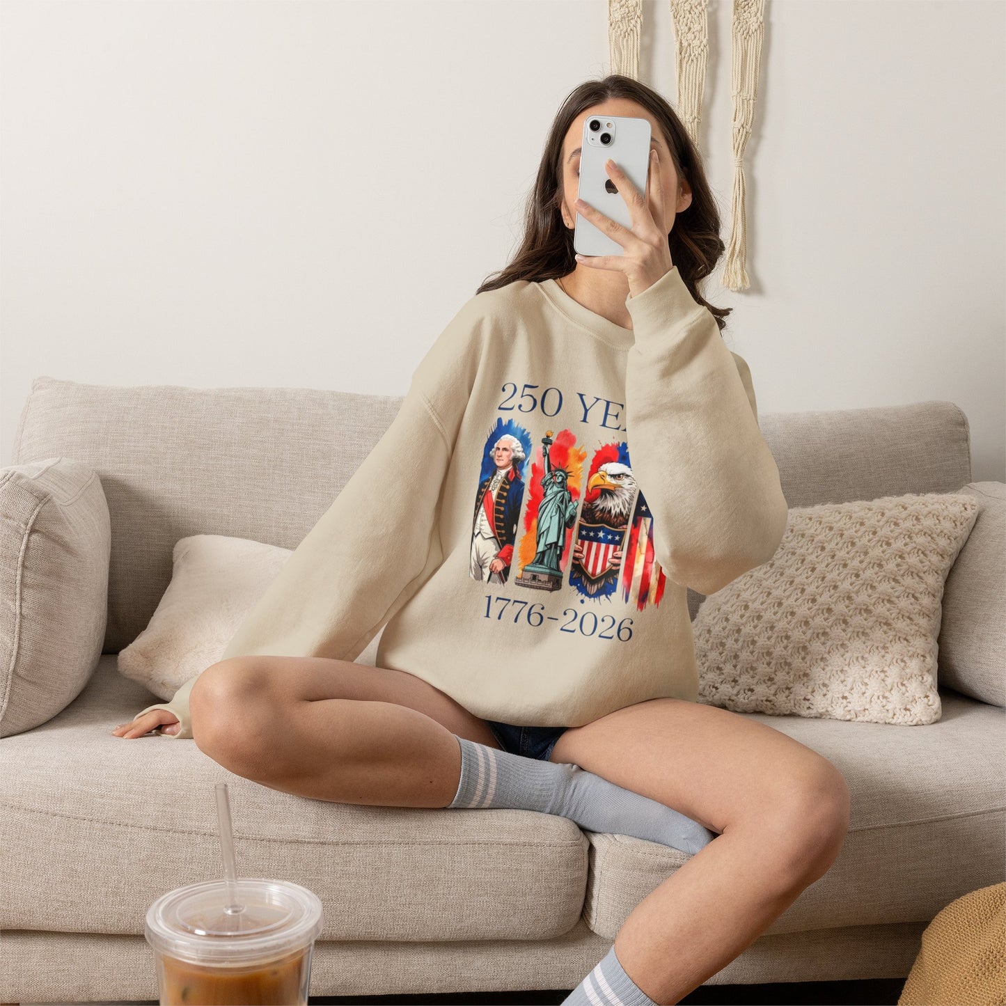 #250 250 Years American History Celebration 1776–2026 Patriotic Crewneck Sweatshirt