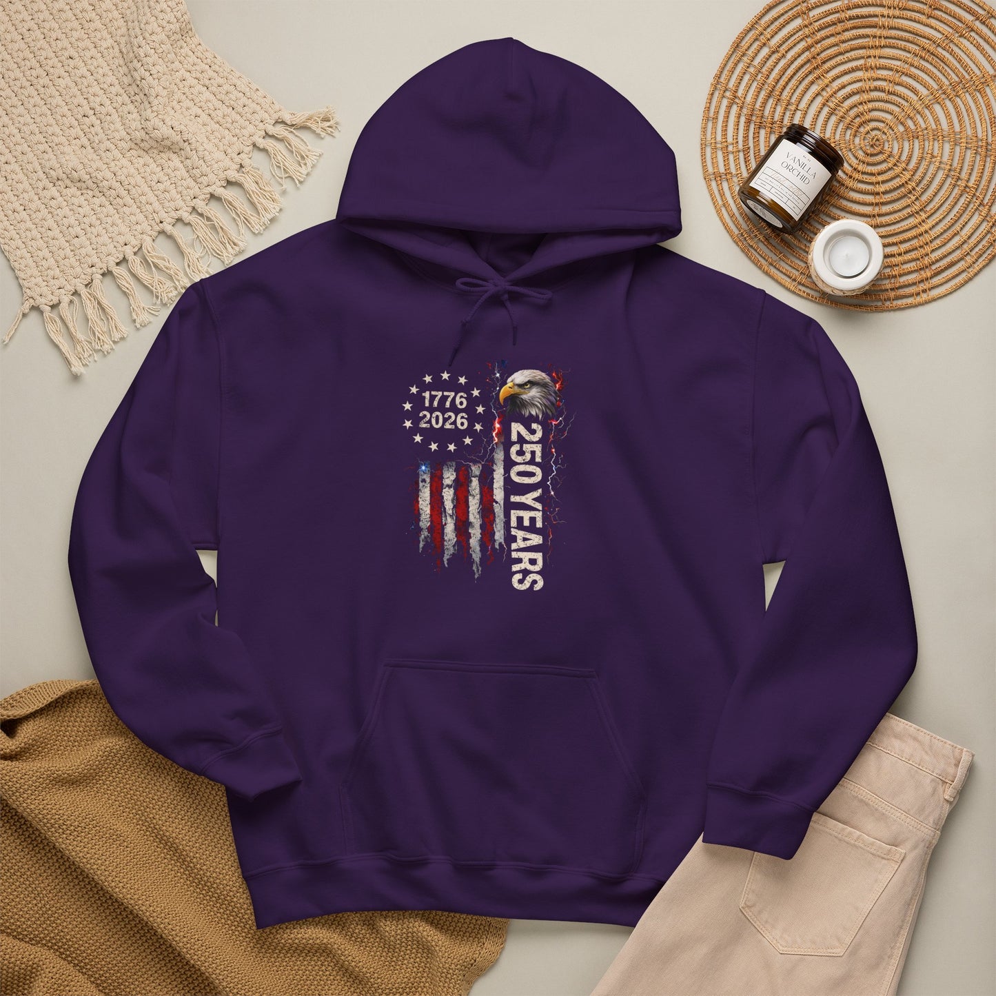 #250 1776-2026 250 Years USA Bicentennial Eagle Hoodie
