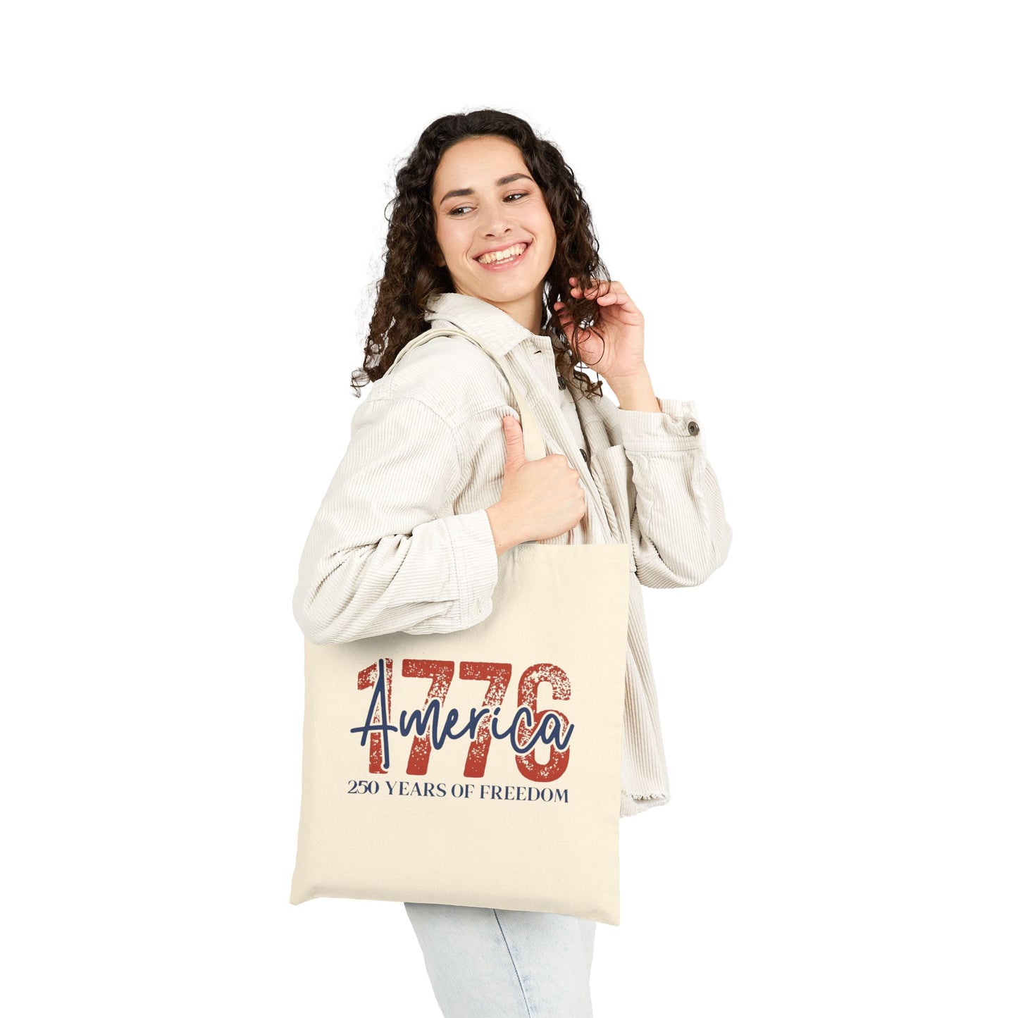 #250 1776 America: 250 Years of Freedom' Patriotic Independence Day Canvas Tote