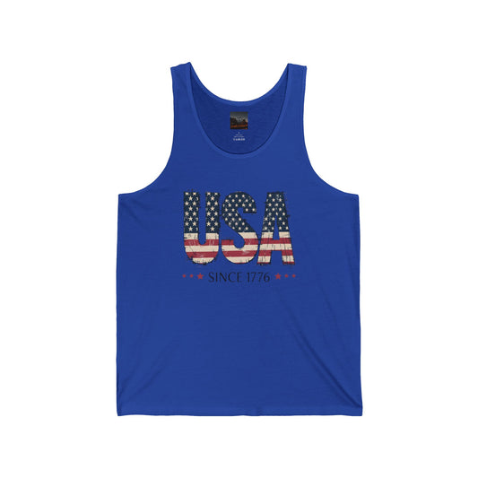 #250 USA Flag "USA Since 1776" Patriotic Jersey Tank Top