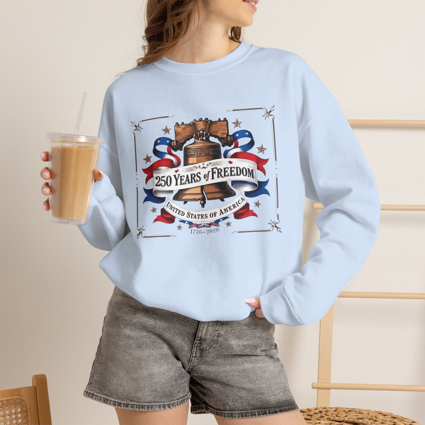 #250 250 Years of Freedom Liberty Bell Crewneck Sweatshirt