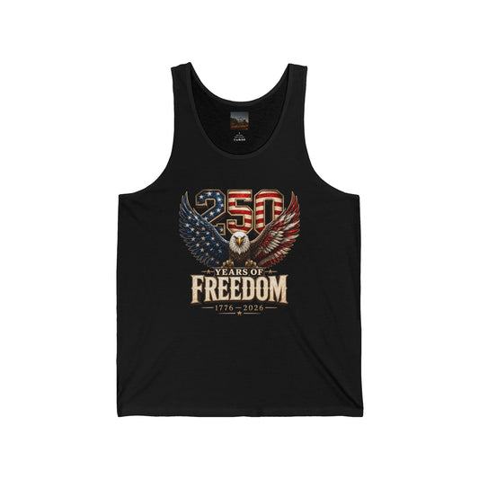 #250 250 Years of Freedom Eagle Patriotic American Flag Anniversary (1776–2026) Jersey Tank Top