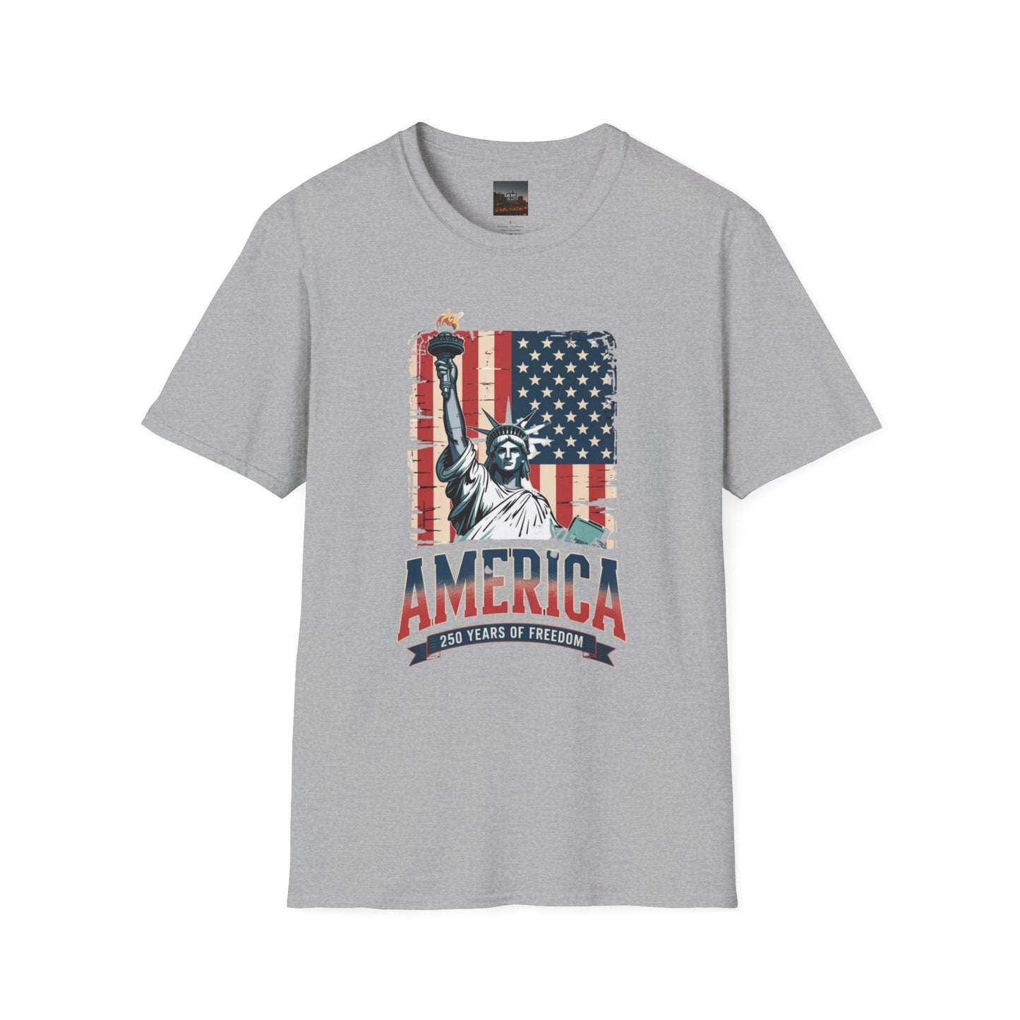 #250 Statue of Liberty American Flag 'America' Patriotic Independence Day T‑Shirt