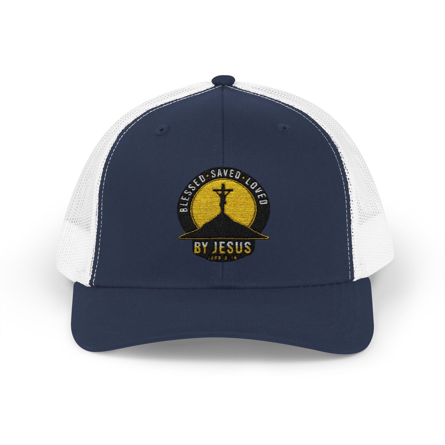 Blessed • Saved • Loved by Jesus Christian Trucker Cap - Embroidered Snapback