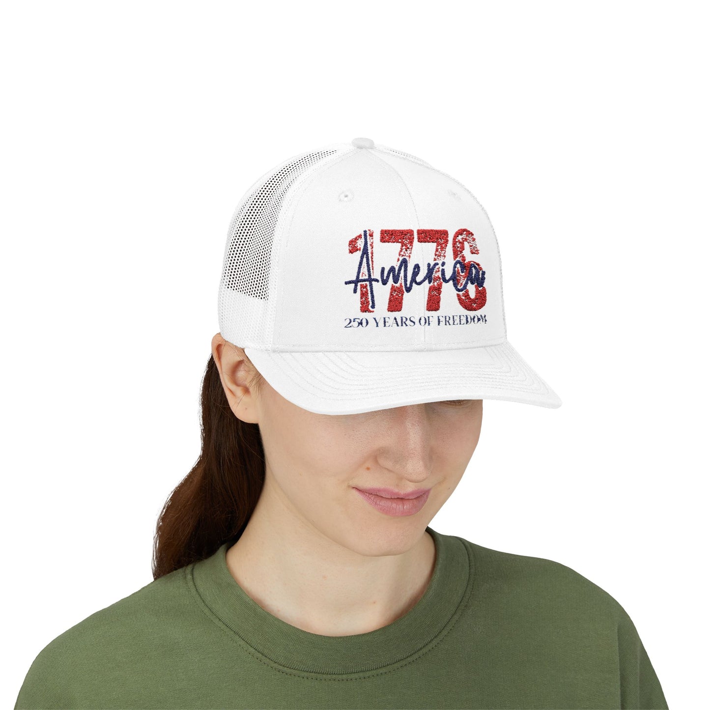 #250 1776 America: 250 Years of Freedom' Patriotic Independence Day Snapback Trucker Cap