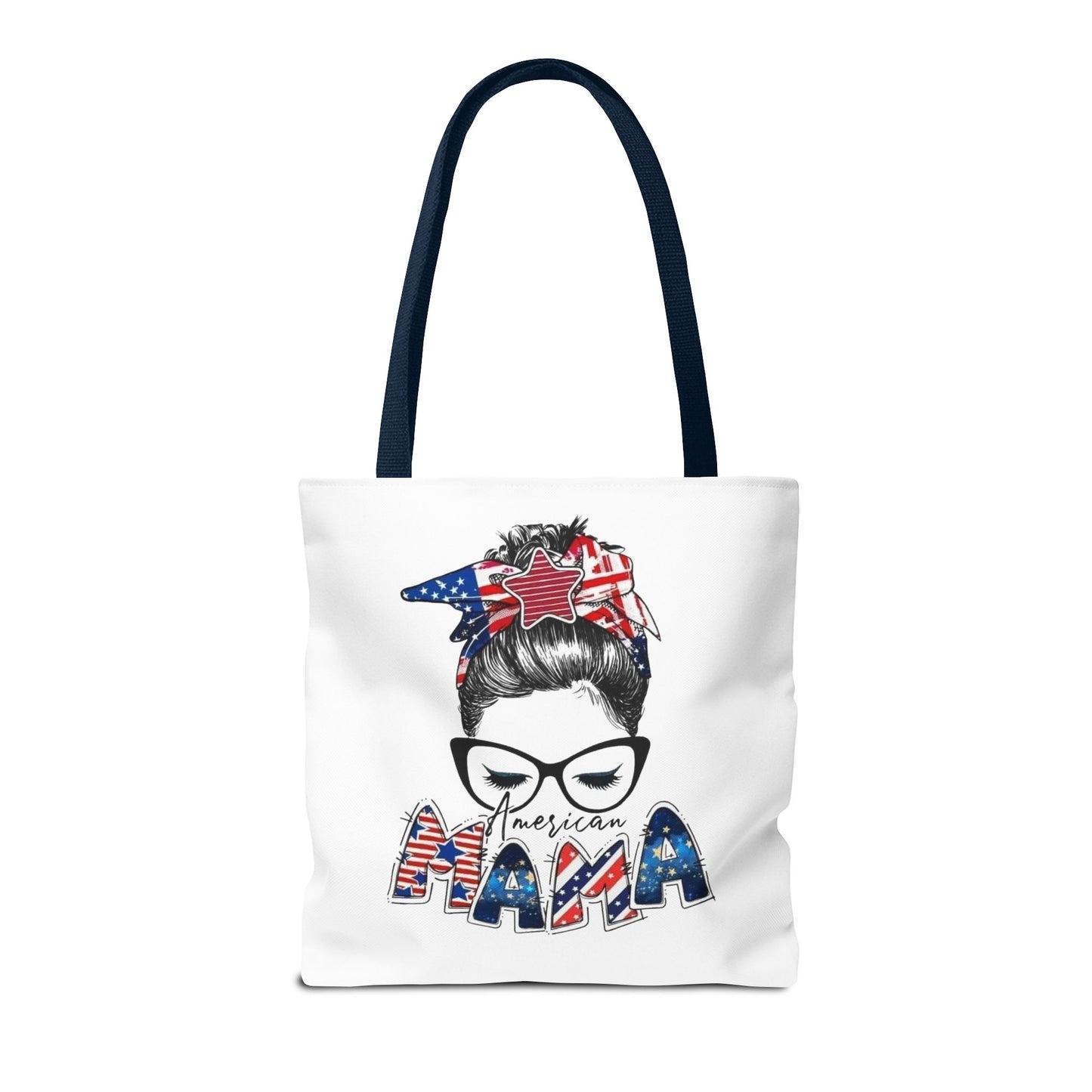 #250 Mama USA Flag Messy Bun Tote Bag