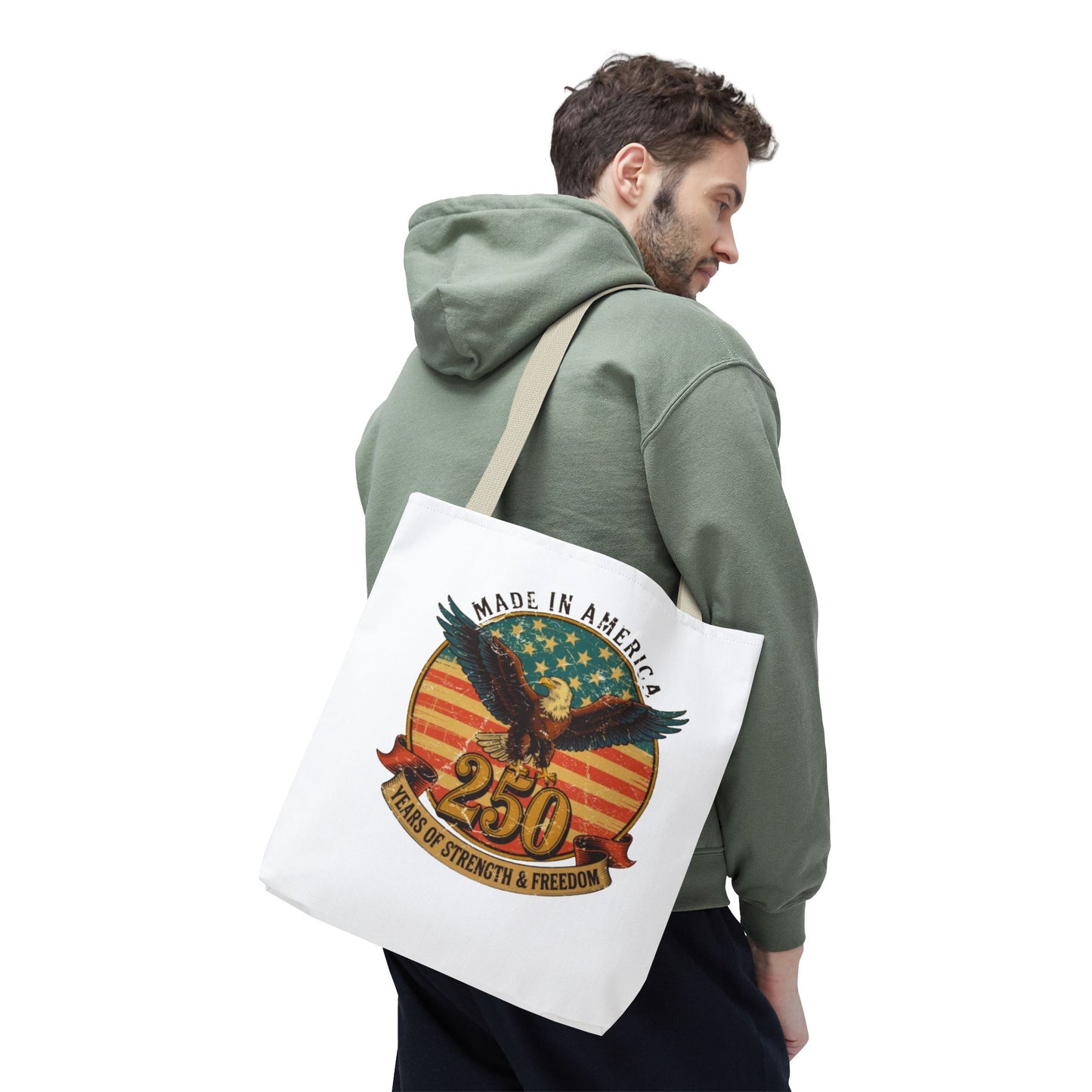 #250 Made in America Eagle 250th Anniversary Patriotic Tote Bag