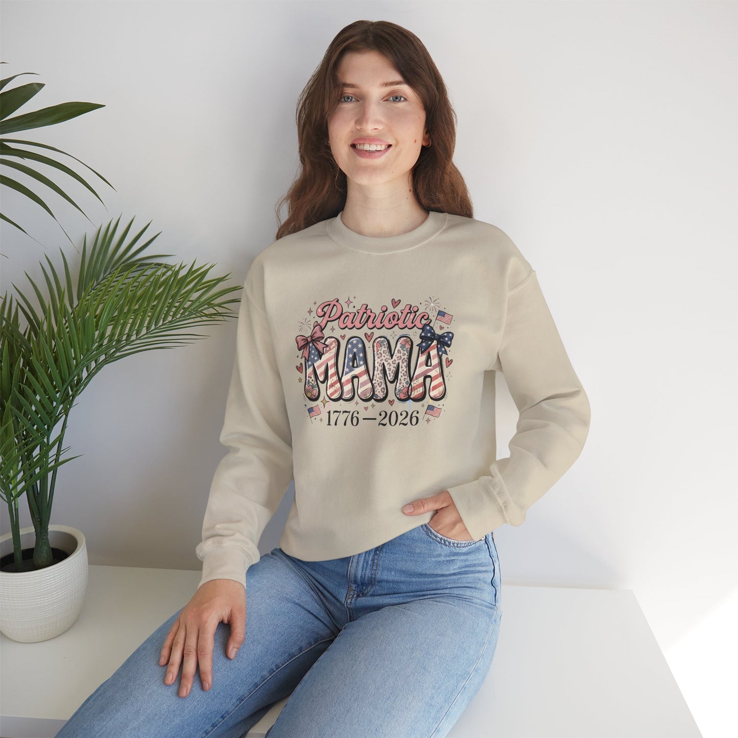 #250 Patriotic Mama 1776–2026 American Flag Sweatshirt