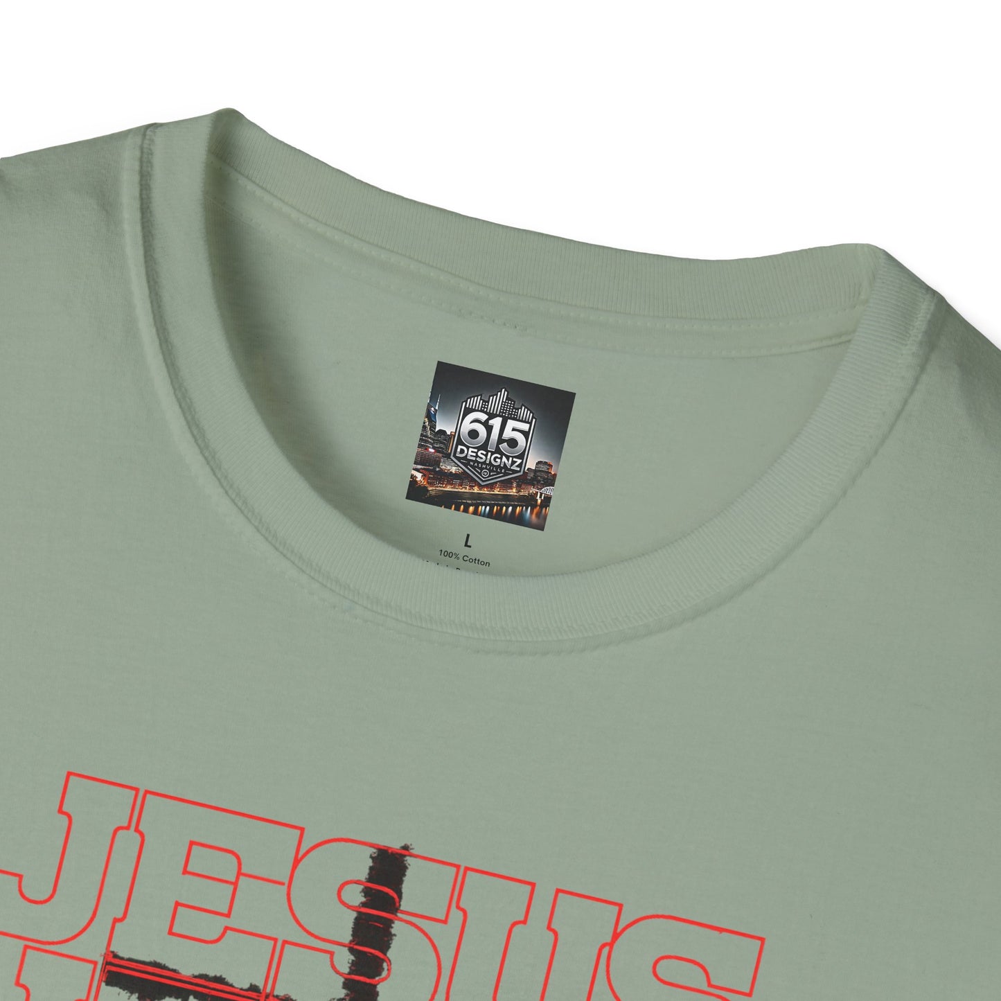 Jesus Cross Red Text Black Cross Graphic T-Shirt — Religious Faith Tee