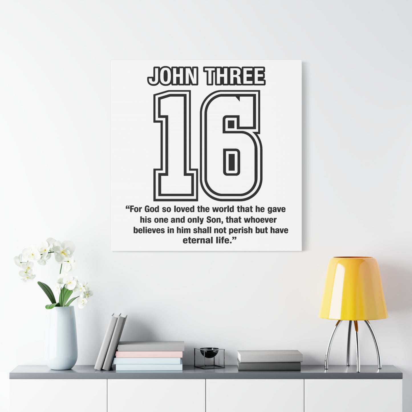 John Three 16 Numbered with Scripture Canvas Print - 'John Three 16' with Bible Verse (John 3:16)