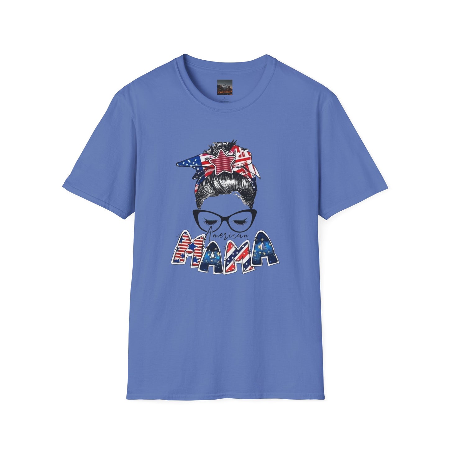 Mama USA Flag Messy Bun T-Shirt