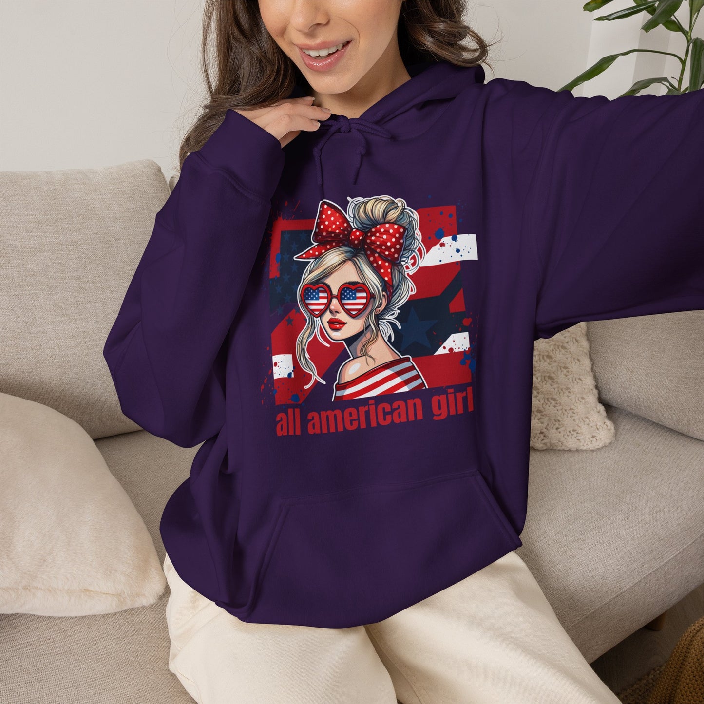 #250 All American Girl Patriotic Hoodie