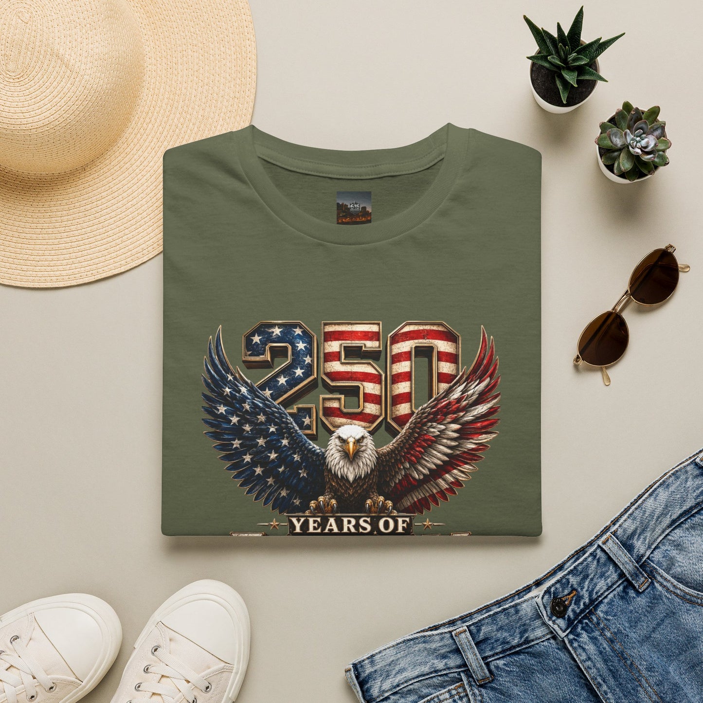 #250 250 Years of Freedom Eagle Patriotic American Flag Anniversary (1776–2026) T-Shirt