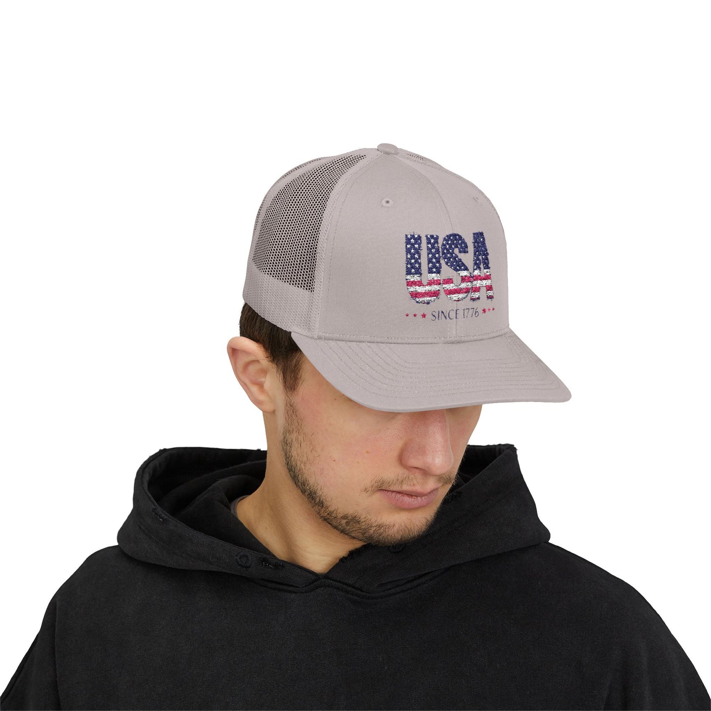 #250 USA Flag "USA Since 1776" Patriotic Snapback Trucker Cap