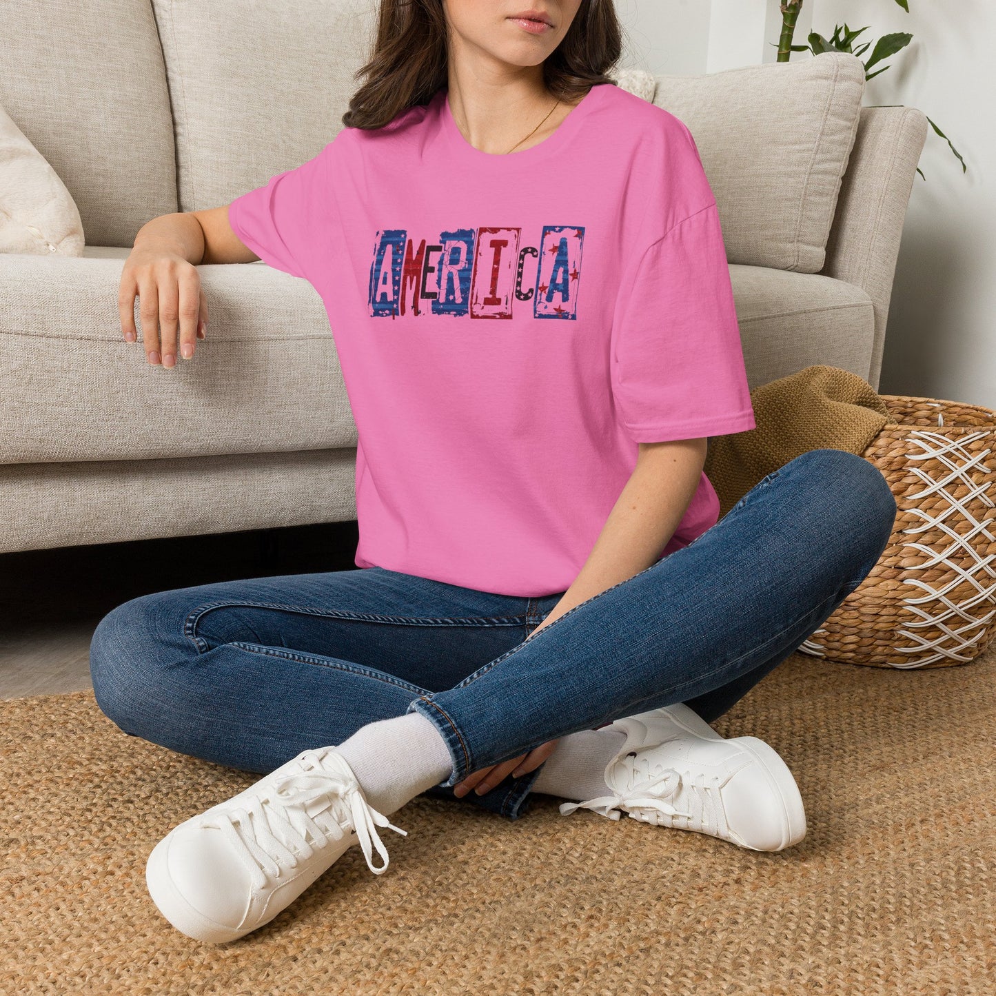 #250 America Retro Block Text Patriotic T-Shirt