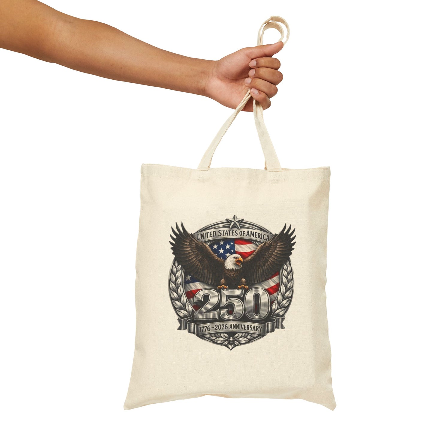 #250 Patriotic Bald Eagle 250 United States Emblem Canvas Tote