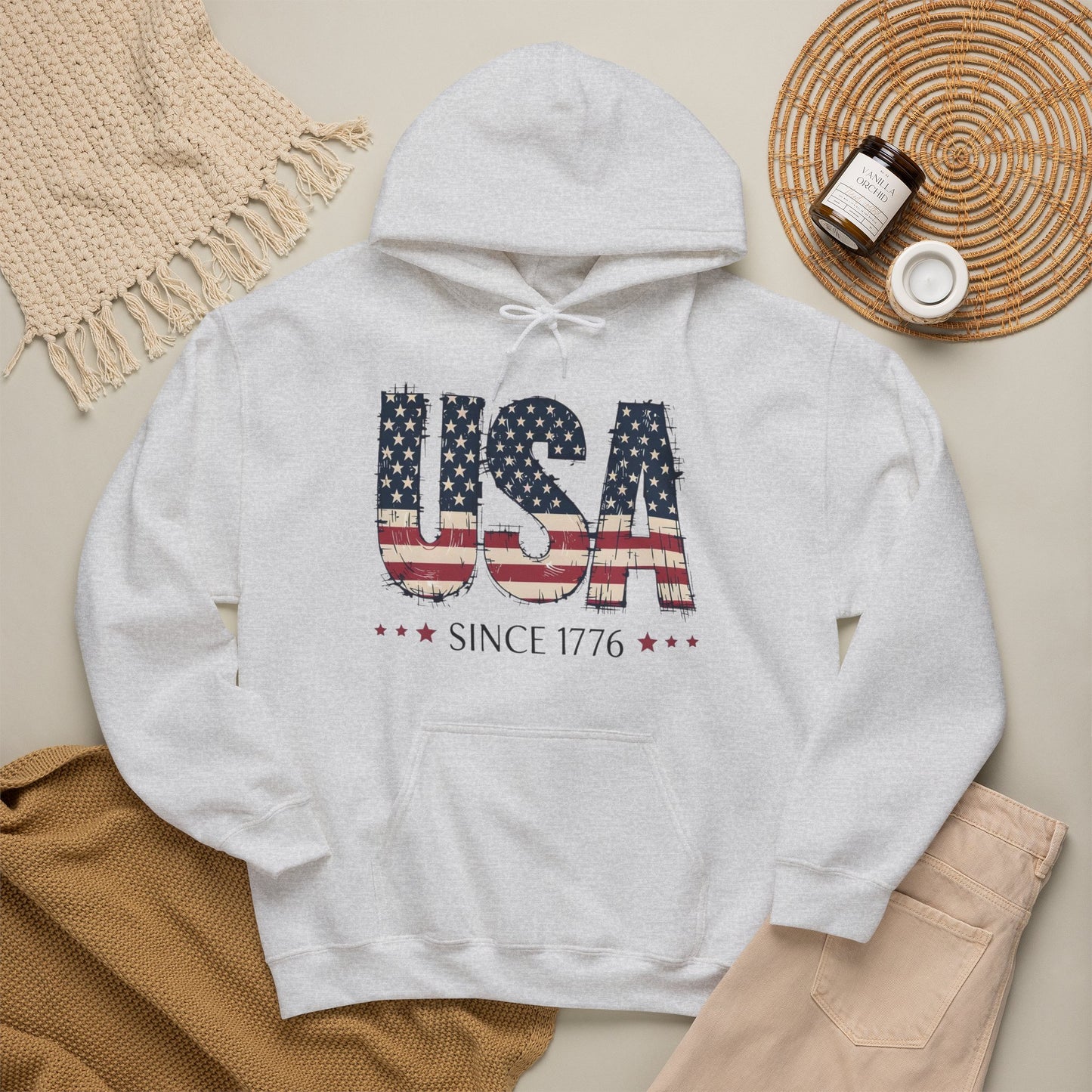 #250 USA Flag "USA Since 1776" Patriotic Hoodie