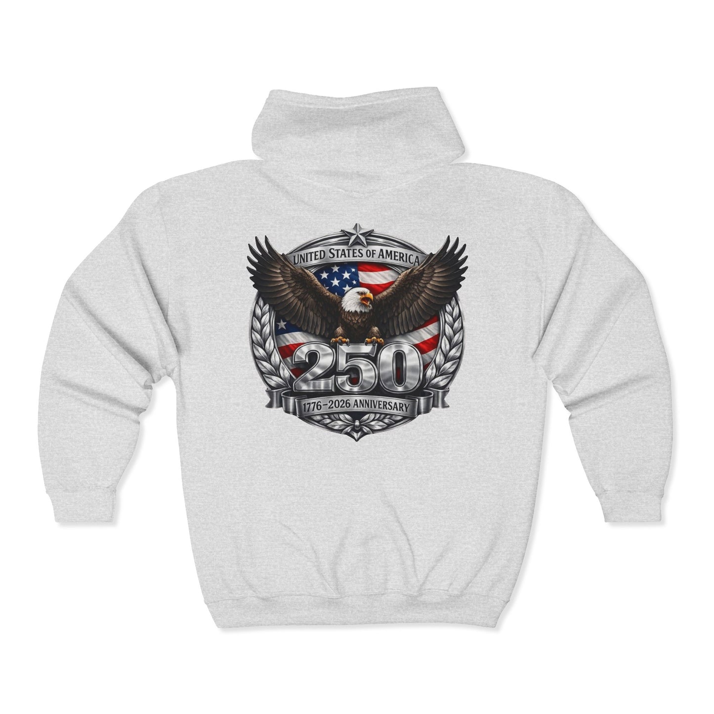 #250 Patriotic Bald Eagle 250 United States Emblem Zip Hoodie